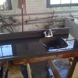 Concrete Counter with Intergrated Concrete Sink - Vanity Tops And Side Splashes
