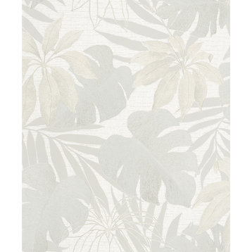Nona Cream Tropical Leaves Wallpaper Bolt