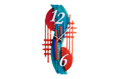 Wall Clock Symphony in Orange and Blue