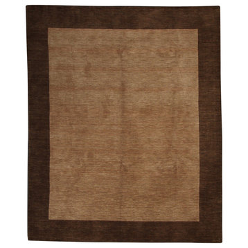Modern Hand Knotted Rug, Black/Brown, 8'x10'