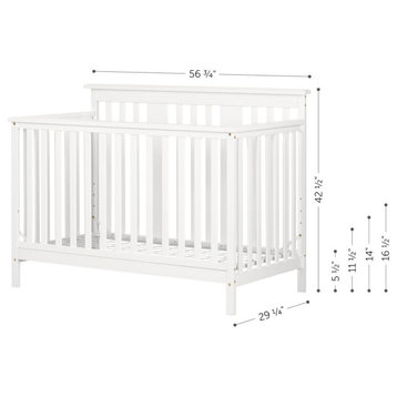 Little Smileys Modern Baby Crib - Adjustable Height Mattress with Toddler...