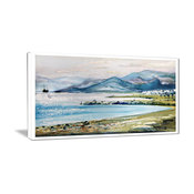 "Blue Hills Over Sea" Landscape Canvas Print, 40"x20"