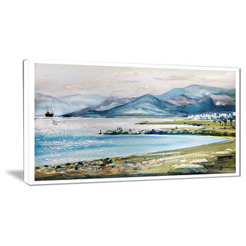 "Blue Hills Over Sea" Landscape Canvas Print, 40"x20"