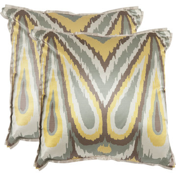 Keri Pillows, Set of 2, Yellow, Polyester Filler