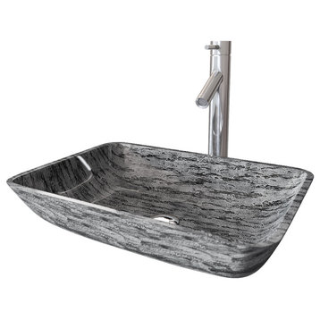 Vigo VGT1902 Titanium 13" Glass Vessel Bathroom Sink - Titanium