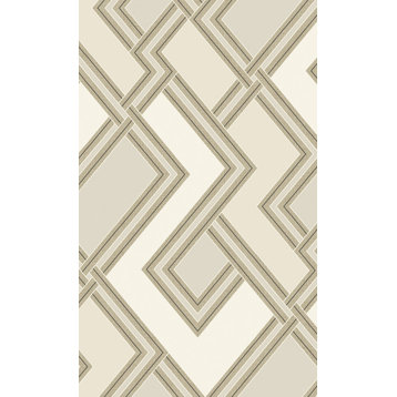 Abstract Graphic Geometric Wallpaper, White, Double Roll