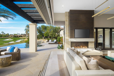 Tuscan living room photo in Other