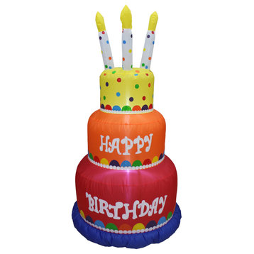 6 Foot Tall Colorful Happy Birthday Inflatable with Candles Lighted Decoration