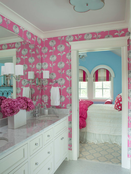 Hot Pink Damask Wallpaper | Houzz