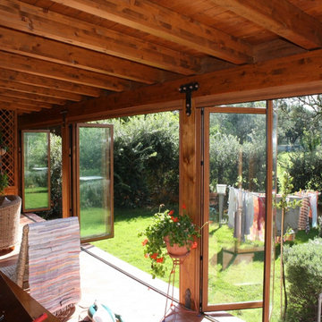 Chiusura portico con vetrate impacchettabili in alluminio