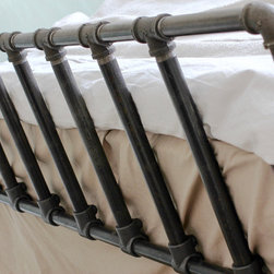 Carla Dark Steel Pipe & Industrial Scaffolding Fittings Kingsize Bed Frame - Headboards