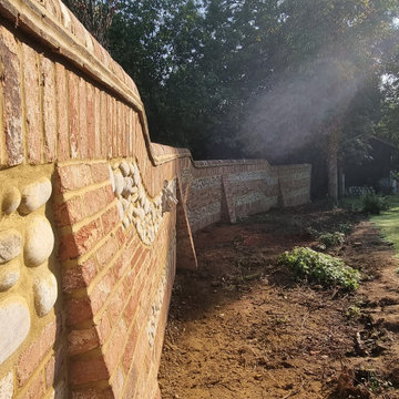 Brick & cobble garden wall
