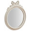 Bow Detail Flat Oval Wall Mirror, White, 25x29 cm