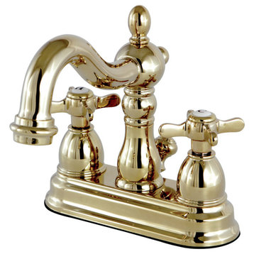 4" Centerset Bathroom Faucet WithBrass Pop-Up, Polished Brass