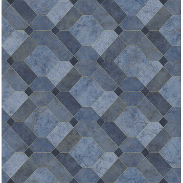 2540-24057 Devonshire Blue Marble Wallpaper Non Woven Kitchen & Bath Style