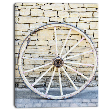 Old Vintage Broken Wood Wheel, Extra Large Landscape Canvas Art, 12"x20"
