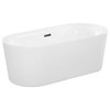 Dewey Oval Freestanding Bathtub, White Acrylic, 59" Tub Only