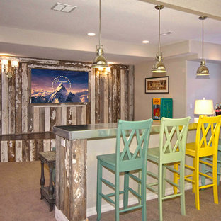 Home theater - shabby-chic style home theater idea in Denver