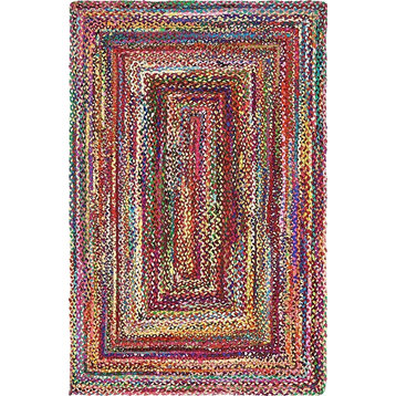 Braided Doba 5'x8' Rectangle Rainbow Area Rug