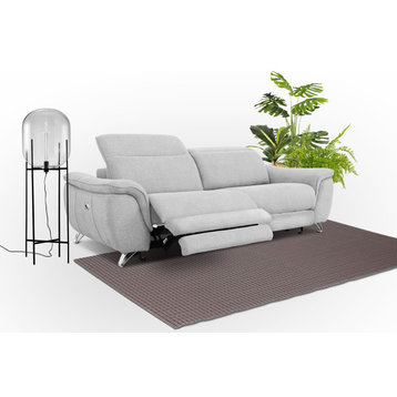 Divani Casa Paul Contemporary Gray Fabric 3-Seater Sofa With Electric Recliners