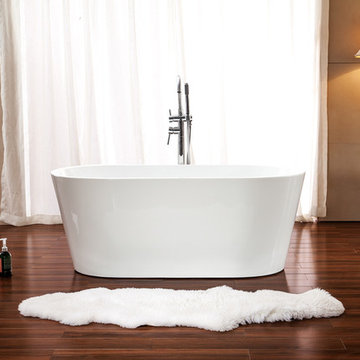 Lola 53" Free Standing Acrylic Soaking Tub with Center Drain, Pop-up Drain, and