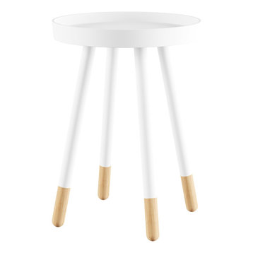 Lavish Home Round Two-Tone End Table With Tray Top, White
