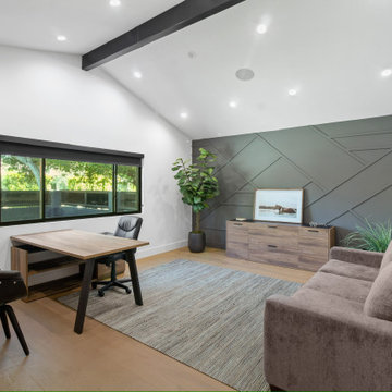 Office Interior with Geometric Panelled Accent Wall