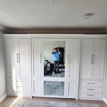 Custom Shaker Murphy Bed Wall Bed, Hidden Leg, Mirror on Bed Face, Custom Piers