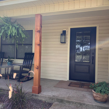 Front Porch - After updating porch posts, door, and light fixture