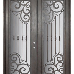Barcelona 72x96 Forged Iron Double Door 14 Gauge Steel - Front Doors