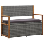 vidaXL - vidaxL Storage Bench 43.3" Poly Rattan and Solid Acacia Wood Gray - vidaXL Storage Bench 43.3" Poly Rattan and Solid Acacia Wood GrayvidaXL Storage Bench 43.3" Poly Rattan and Solid Acacia Wood Gray - 46011, Are you looking for an attractive and versatile outdoor storage solution? Then our poly rattan storage bench is an ideal choice for you! This garden bench is constructed from poly rattan and solid acacia wood, which is durable, anti-rust and weather resistant for years of reliable use. The bench is designed with a large storage space inside to keep your multiple items well organised and within reach. Additionally, the thick, removable seat cushion is highly comfortable. Note: We recommend covering the bench in the rain, snow or frost.