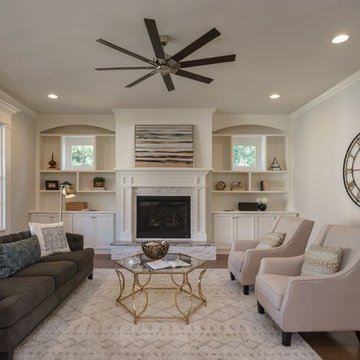 Living Room with Window Feature & Fireplace