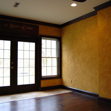 Olde English Aged Plaster Finish throughout an entire Lower Level in Virginia