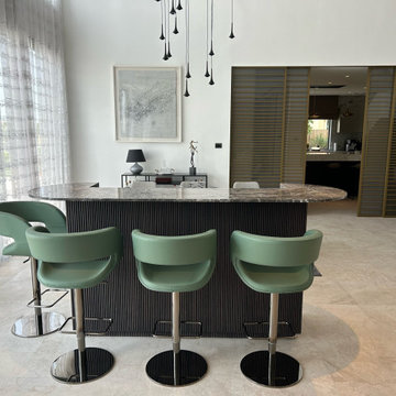 Ego Luxury Bar Stools covered in Sage Green Leather