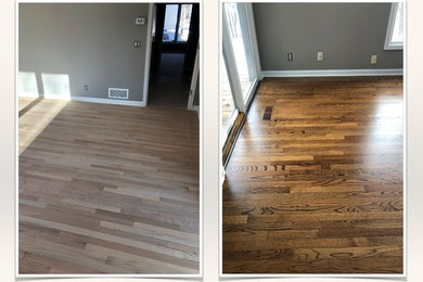 Inspiration for a large timeless master dark wood floor and brown floor bedroom remodel in Minneapolis with gray walls