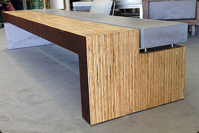 concrete and wood bench