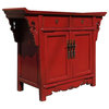 Chinese Oriental Red Altar Side Table Cabinet Hcs1325