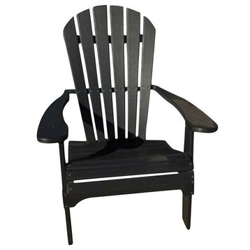 Phat Tommy Folding Adirondack Chair - Poly Outdoor Furniture, Black