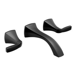 Voss Matte Black Two-Handle Wall Mount Bathroom Faucet - Bathtub Faucets