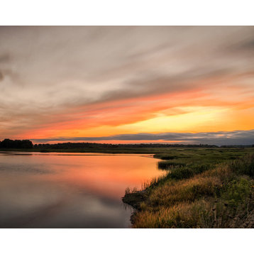 Coastal Country Wall Pictures: Sunset Woodland Marsh Unframed, 12" X 16"