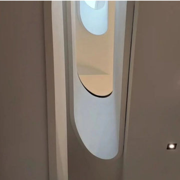 Knee Wall Railing with Custom Curved Stairs