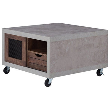 Furniture of America Erix Wood Storage Coffee Table in Distressed Walnut