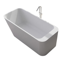 ADM Bathroom Design - ADM Rounded Freestanding Bathtub, Matte White, 66.9" - Bathtubs