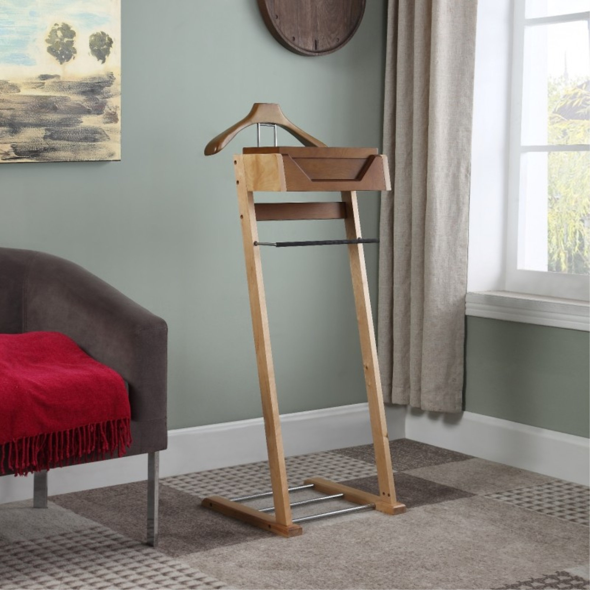 Newport Valet, Light Walnut For Tray and Hanger, Natural Color For Body ...