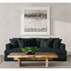 Sunset Trading Newport 94" Fabric Slipcovered Recessed Fin Arm Sofa in Dark Gray