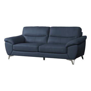 Candace Top Grain Leather Sofa, Blue