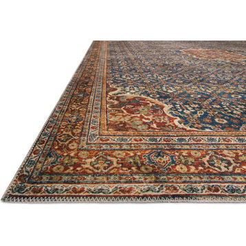 Cobalt Blue Spice Printed Polyester Layla Area Rug by Loloi II, 2'-6"x9'-6"