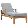 Marina Outdoor Premium Grade A Teak Wood Single Chaise, Natural/Gray