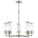 Livex Lighting - Livex Lighting Brushed Nickel 5-Light Chandelier - The five light chandelier from the Hillcrest collection features a simple elegant brushed nickel frame paired with clear glass shades. Each shade is accented with a banded brushed nickel ring to carry through the theme of finely crafted metal fittings.�