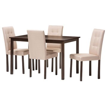 Andrew 5-Piece Fabric Upholstered Grid-Tufting Dining Set, Beige